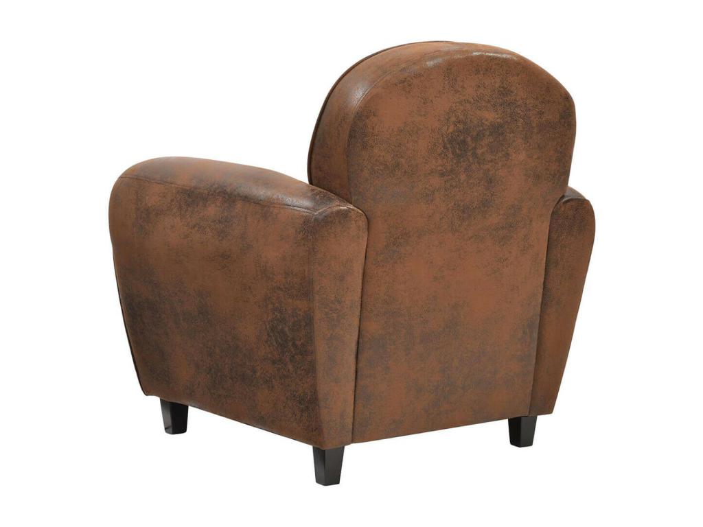 Homzora - Fauteuil Homzora Marron Aspect Cuir Vieilli