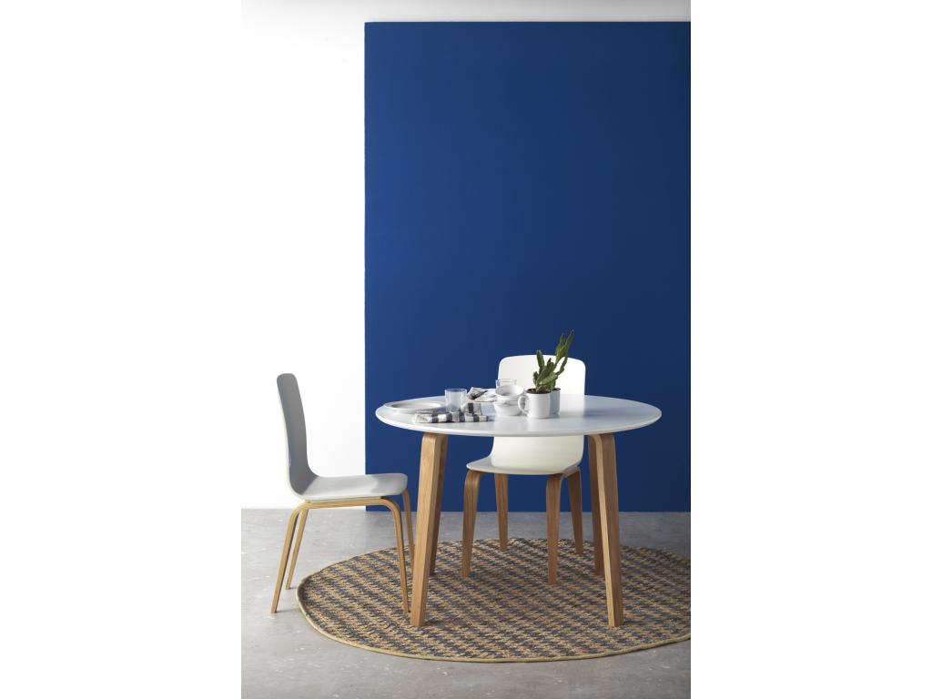 Table en panneau de fibres de moyenne densité avec pieds en chêne plaqué 110 cm de diamètre