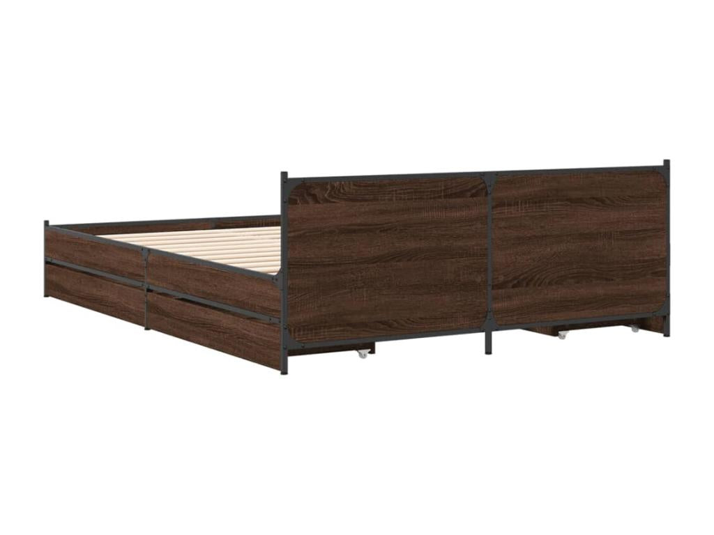 Cadre de lit avec tiroirs sans matelas chêne marron 120x190 cm IFKX81190