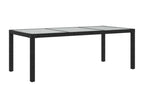 Table de jardin Noir 190x90x75 cm Verre trempé/résine tressée