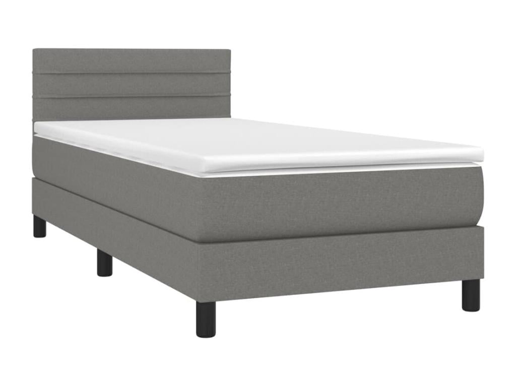 Sommier à Laviecasa de lit avec matelas Gris foncé 90x200 cm Tissu IXVR16159