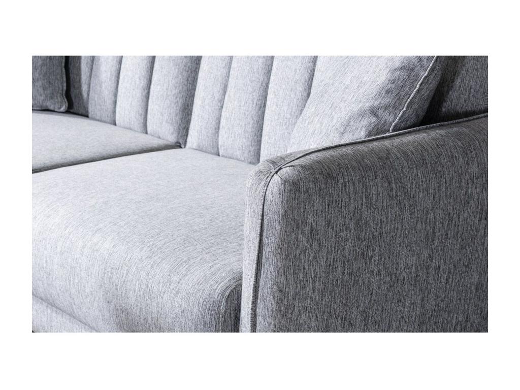 Canapé lit 3 places tissu lin gris clair et pieds bois naturel Laviecasa 210cm IIOV98920