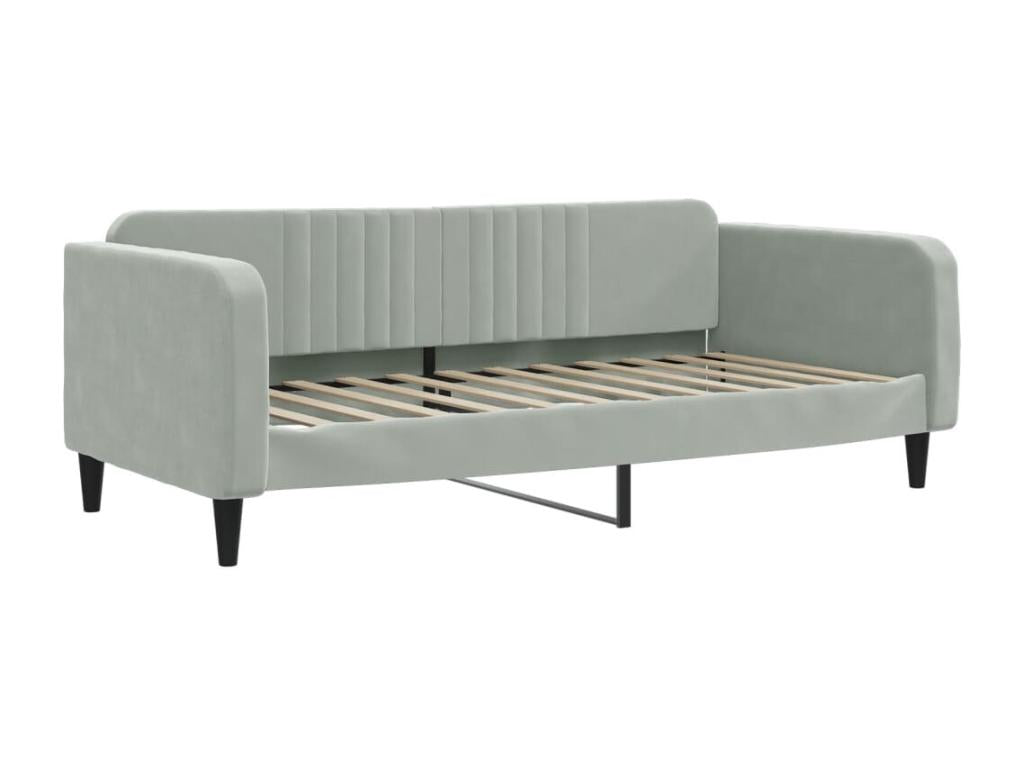 Lit de repos sans matelas gris clair 100x200 cm velours