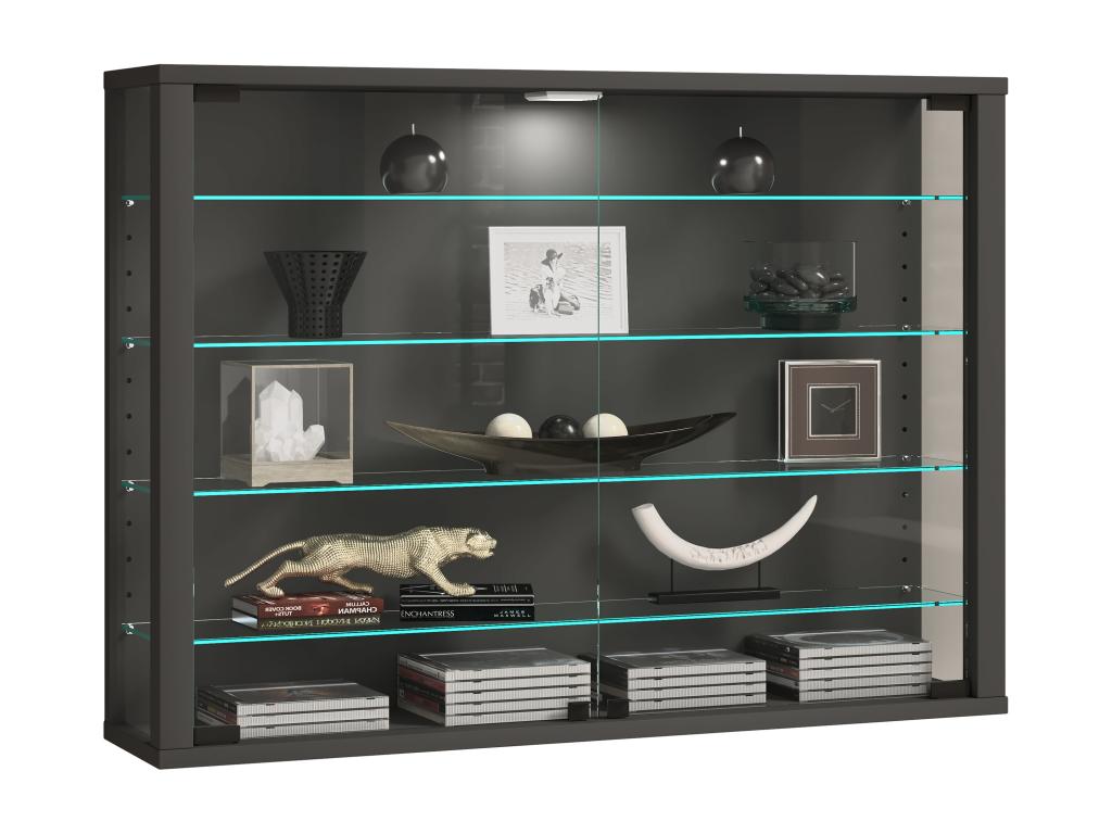 Meubiana vitrine murale vitrine suspendue vitrine vitrine murale en verre Meubiana L Anthracite