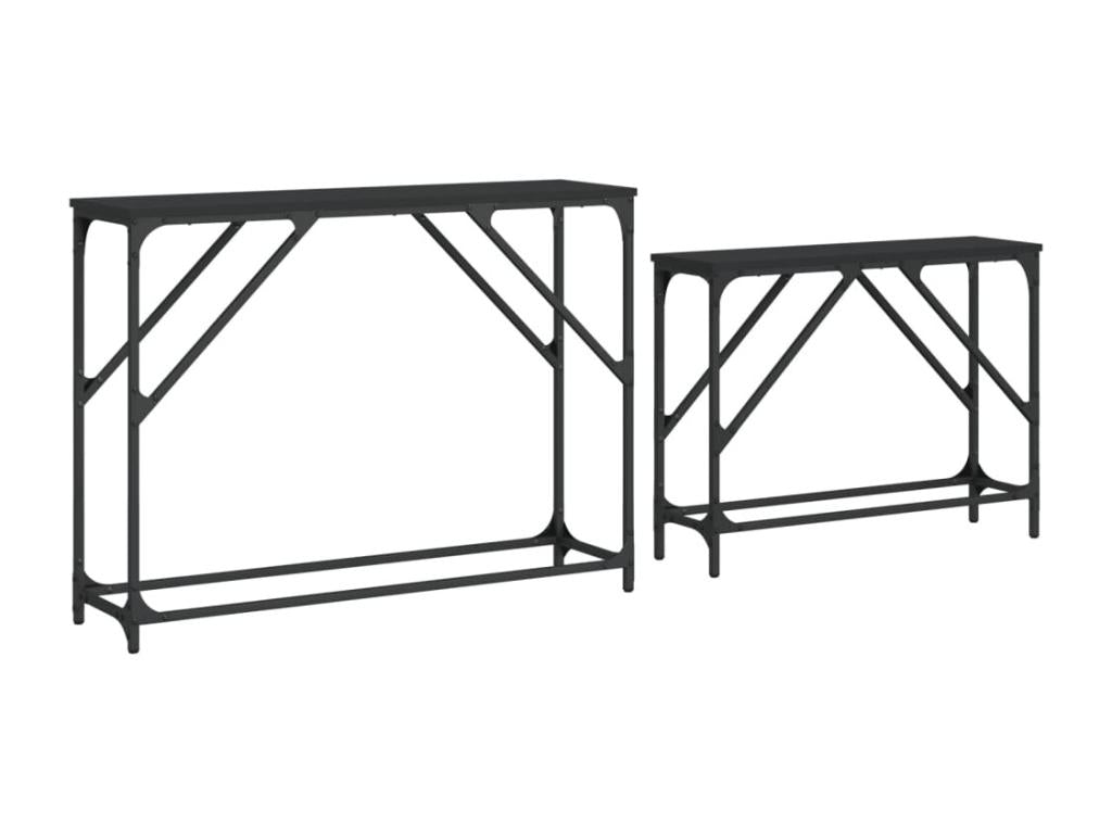 Tables console gigognes 2 pcs noir bois d'ingénierie