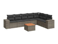Salon de jardin 8 pcs avec coussins gris résine tressée
