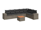 Salon de jardin 8 pcs avec coussins gris résine tressée