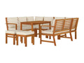 Ensemble à manger de jardin coussins 9 pcs Bois Meubiana