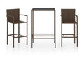 Ensemble de bar de jardin 3 pcs Résine tressée Marron 2 MPHO89048