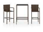 Ensemble de bar de jardin 3 pcs Résine tressée Marron 2 MPHO89048