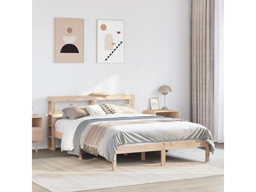 Cadre de lit sans matelas 140x190 cm bois de pin massif