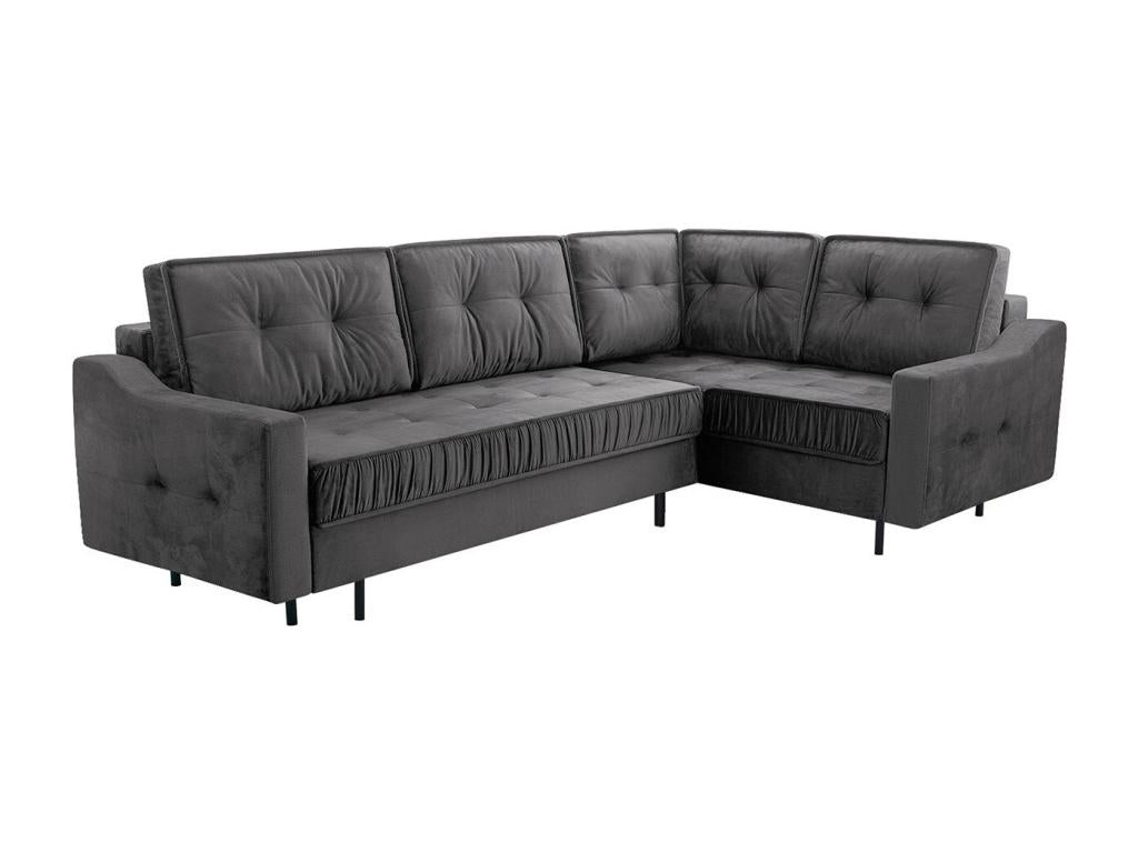 Canapé d'angle Meubiana 115 Gris Fonction de couchage Boîte de literie 289x185x105cm