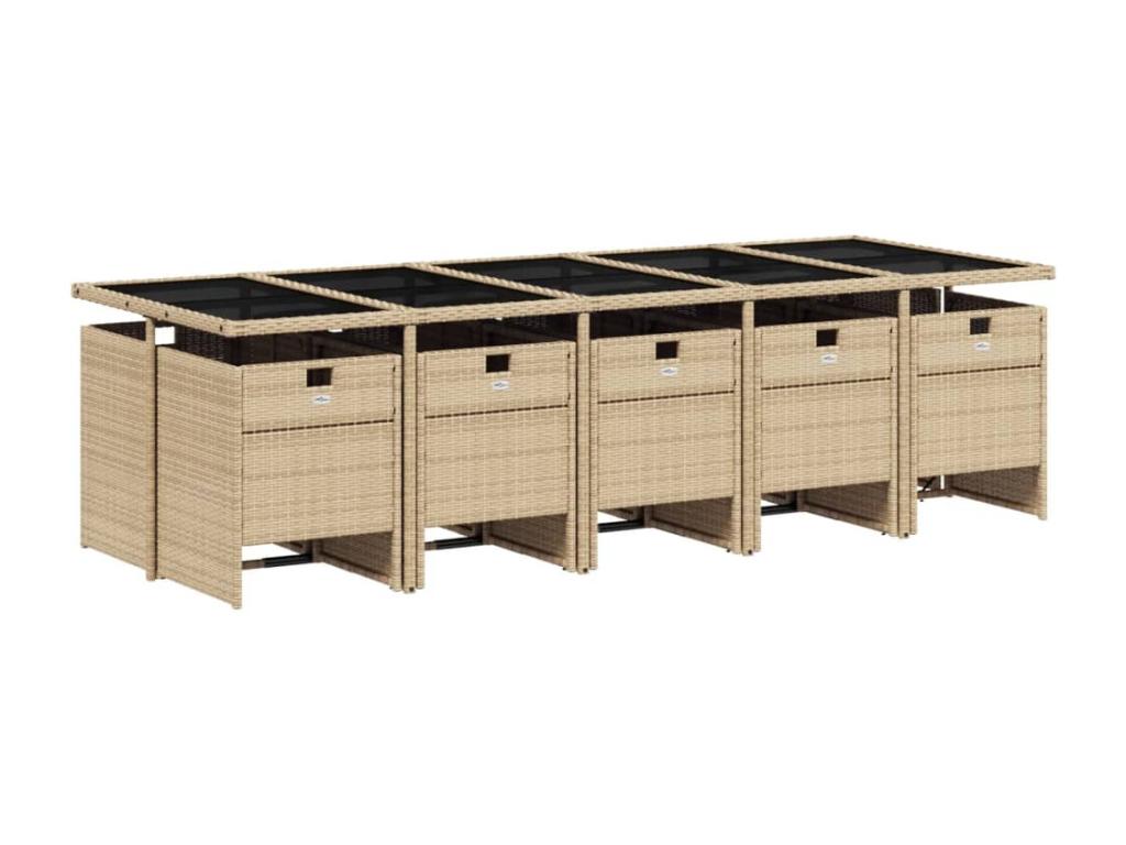 Ensemble à manger de jardin et coussins 11 pièces méLaviecasa beige LXRT64536