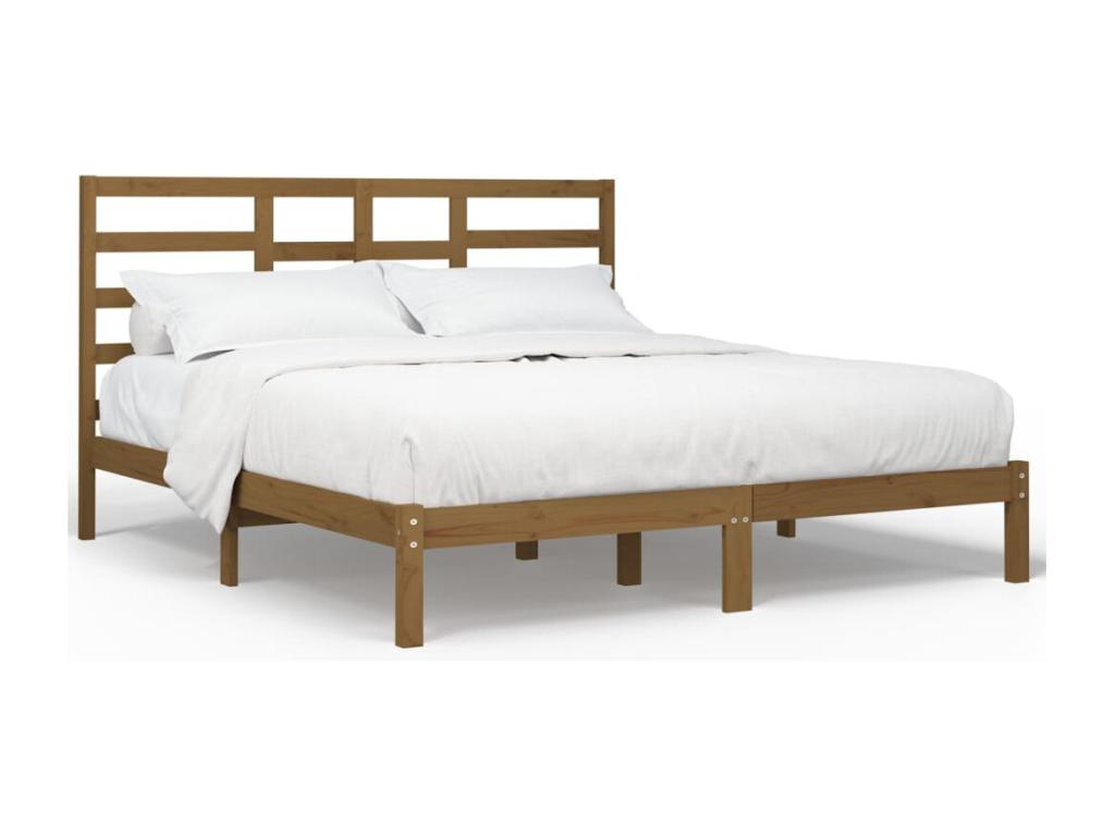 Cadre de lit sans matelas marron miel bois massif 200x200 cm