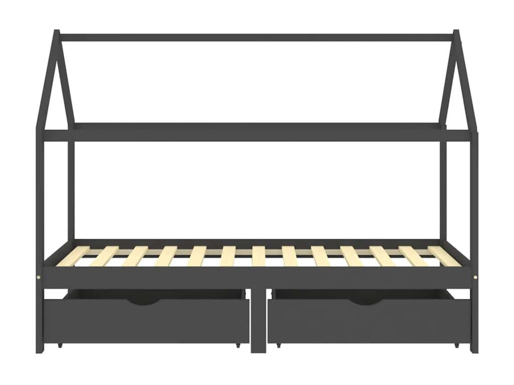 Cadre de lit d'enfant avec tiroirs Gris foncé Pin 90x200 cm MYQL38476