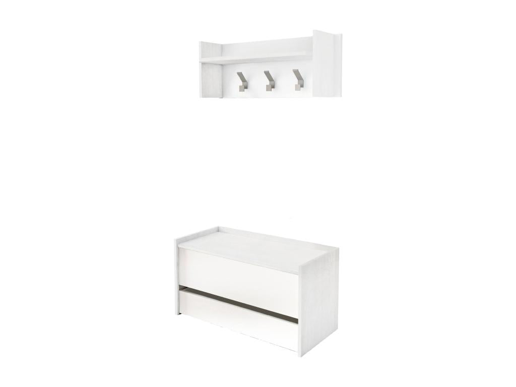 Meuble d'entrée Meubiana Entrée moderne avec portemanteau Armoire avec étagère à chaussures Armoire multifonctionnelle 50x32h182 cm Blanc