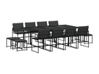 Ensemble à manger de jardin avec coussins 13 pièces noir textile