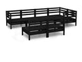 Salon de jardin 7 pcs Bois de pin massif Noir PQUB26948