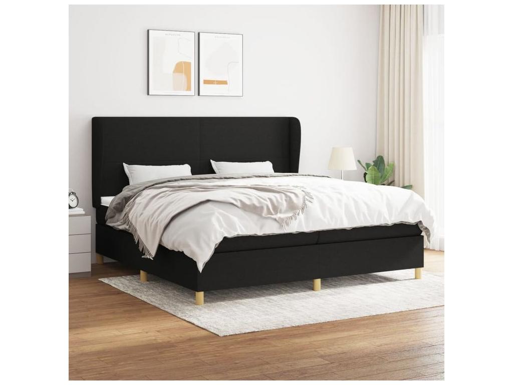 Sommier à Meubiana de lit avec matelas Noir 200x200 Tissu