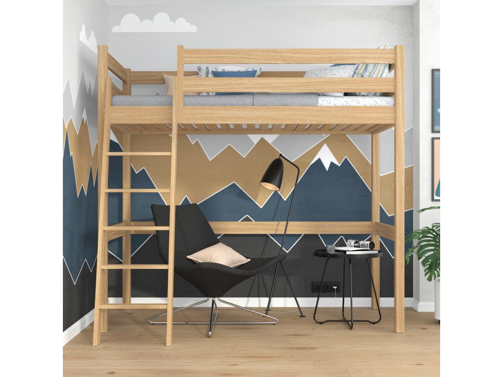 Lit mezzanine en chêne N03 Chêne Naturel 100x180 LVSZ72902