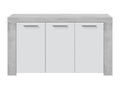 Buffet avec 3 portes coloris Blanc Meubiana / Ciment en mélamine - Dim 80x144x42 cm