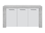 Buffet avec 3 portes coloris Blanc Meubiana / Ciment en mélamine - Dim 80x144x42 cm