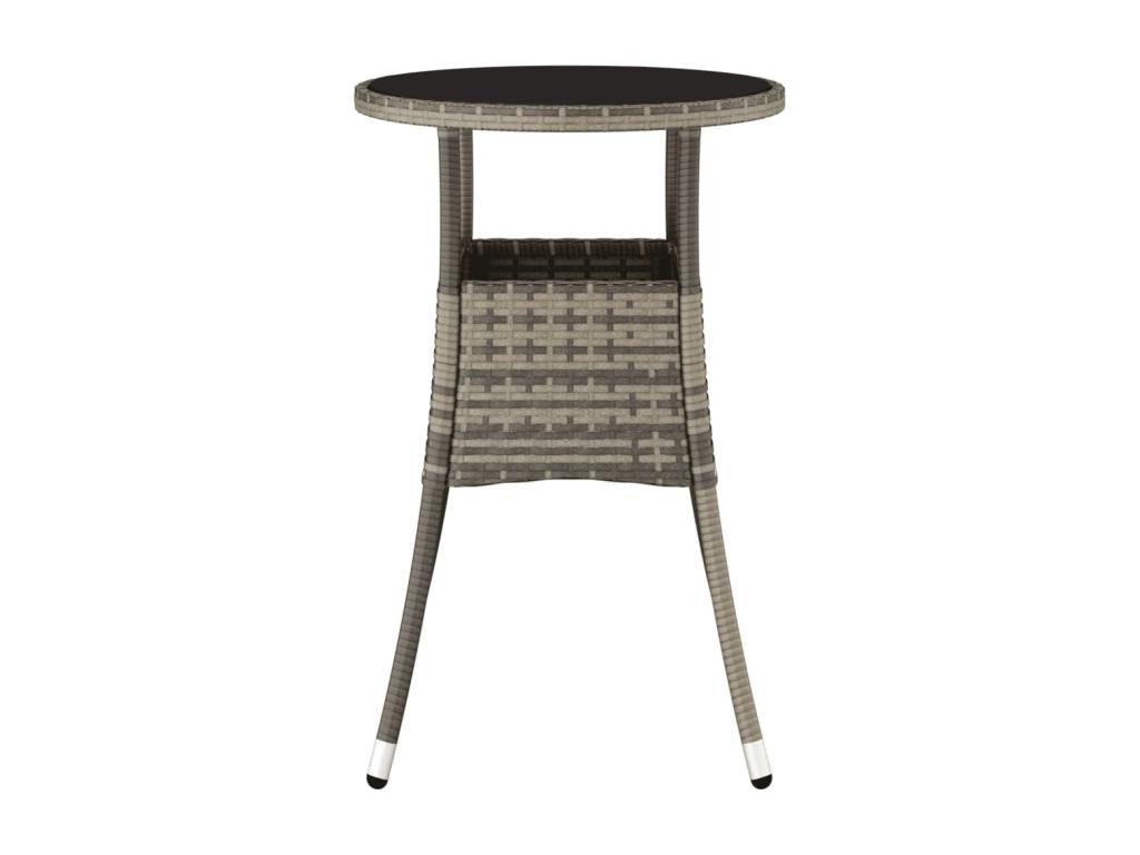 Meubiana Premium - Table de jardin 60x75 cm Verre trempé/résine tressée Gris