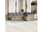 Salon de jardin avec coussins 10 pcs beige résine tressée