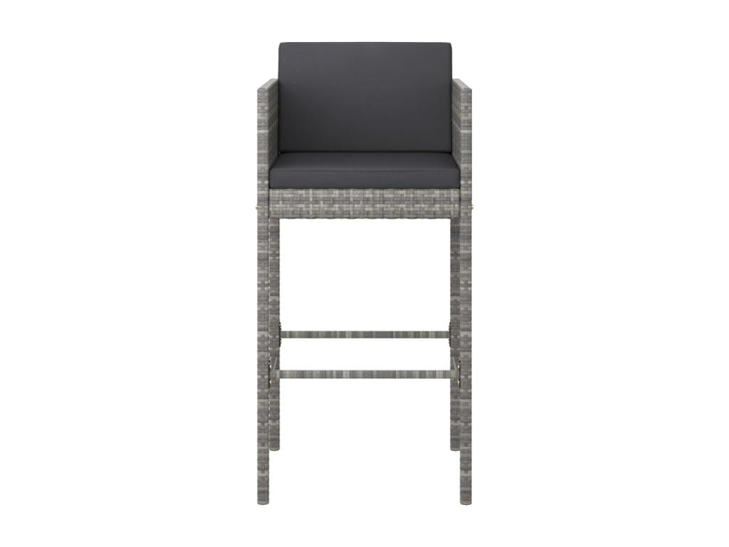 Ensemble de bar de jardin 7 pcs et coussins Résine tressée Gris
