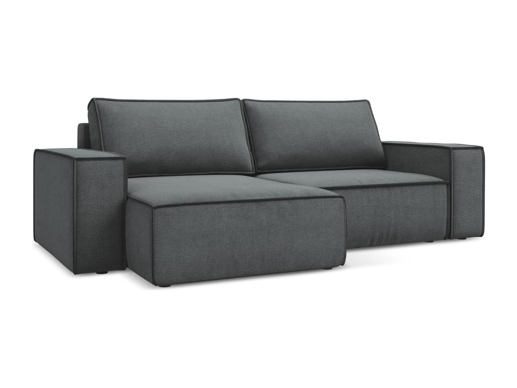 Canapé d'angle 2 places gauche convertible en tissu texturé - gris - Meubiana