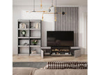 Ensemble Meuble TV 320x186x35cm Pour les TV jusqu'à 80 Cheminée électrique Ciment