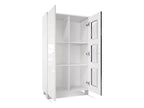 Vitrine sur pied avec 2 portes et 3 vitres blanc mat/blanc haute brillance/bordeaux haute brillance 71x129x35 cm JODX66023