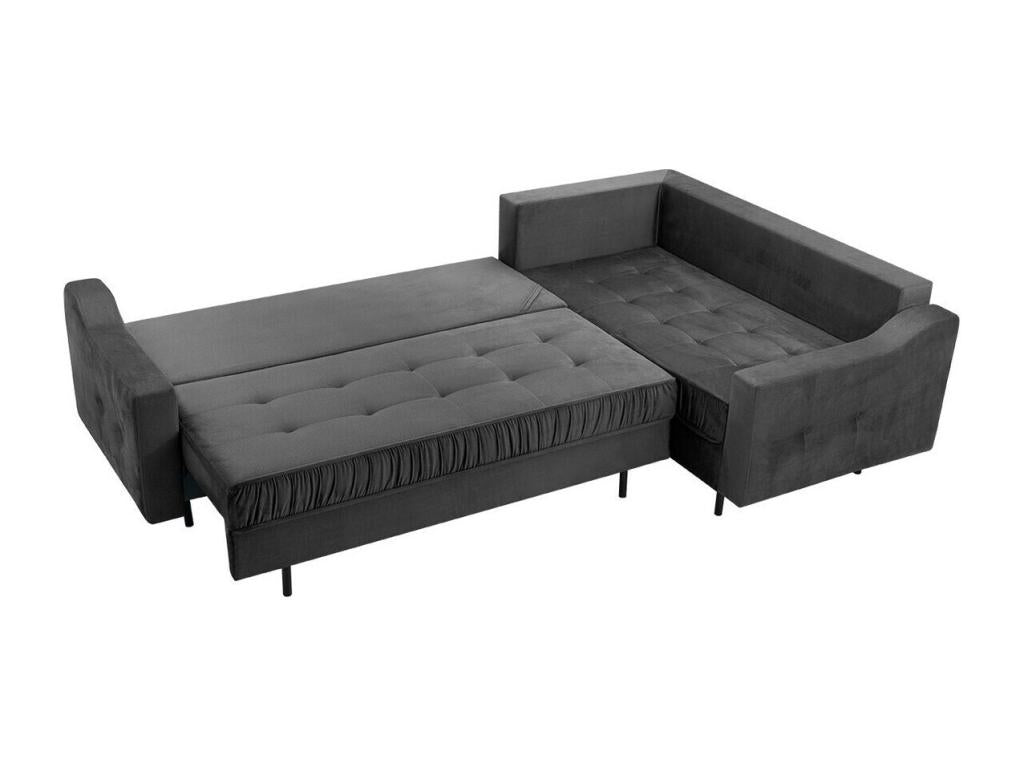 Canapé d'angle Meubiana 115 Gris Fonction de couchage Boîte de literie 289x185x105cm