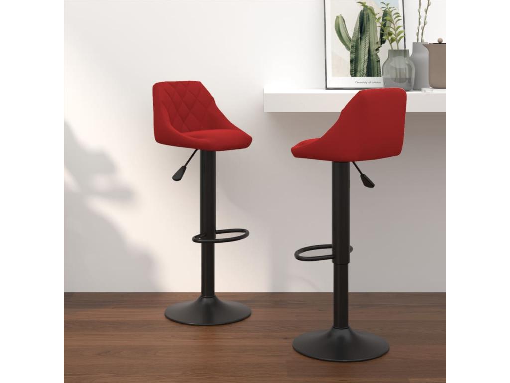 Tabourets de bar lot de 2 rouge bordeaux velours