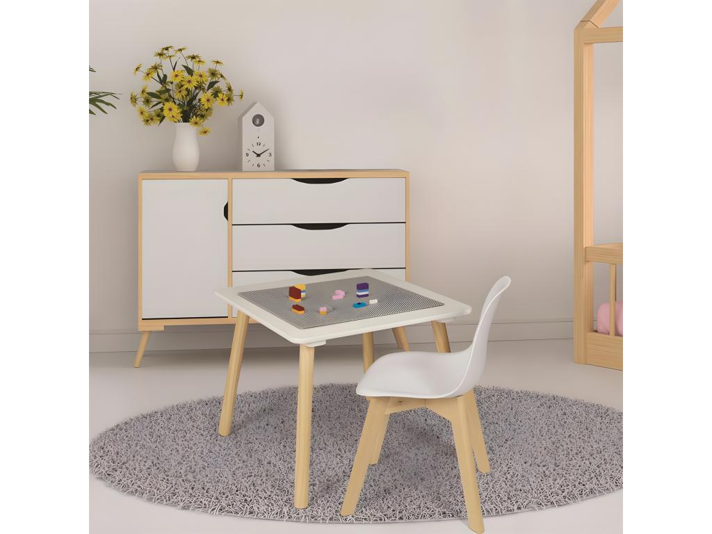 Table de Jeu Enfants Brique 52cm Gris / Naturel