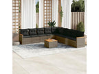Salon de jardin avec coussins 10 pcs gris résine tressée