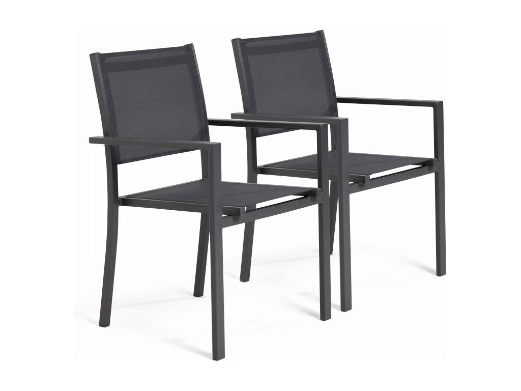 Lot de 2 fauteuils de jardin aluminium et textilène gris TMFT13244