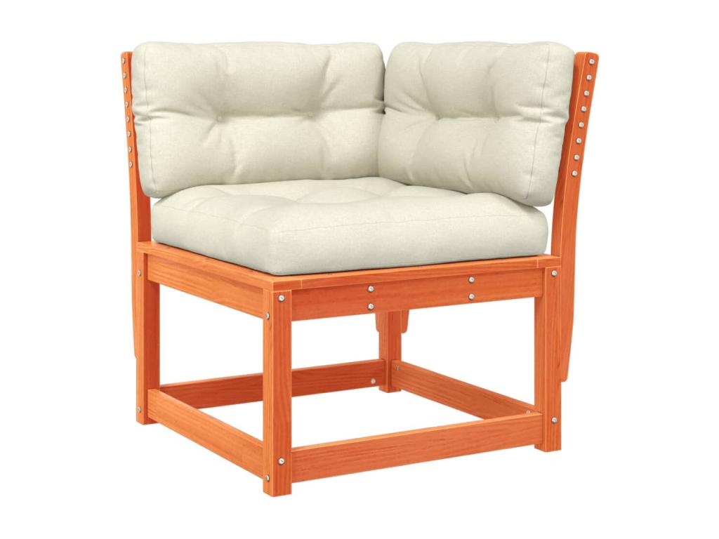 Salon de jardin 8 pcs avec coussins marron bois pin massif