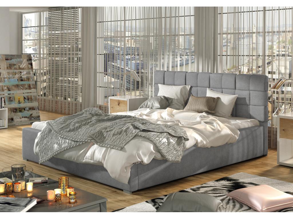 Lit moderne 140x200 capitonné velours gris Laviecasa QFAJ48501