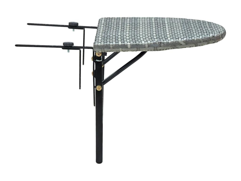 Meubiana Premium - Table de balcon Gris 60x60x40 cm Résine tressée