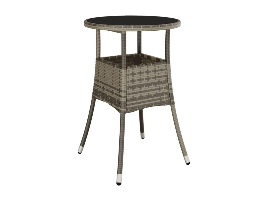 Meubiana Premium - Table de jardin 60x75 cm Verre trempé/résine tressée Gris