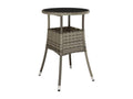 Meubiana Premium - Table de jardin 60x75 cm Verre trempé/résine tressée Gris