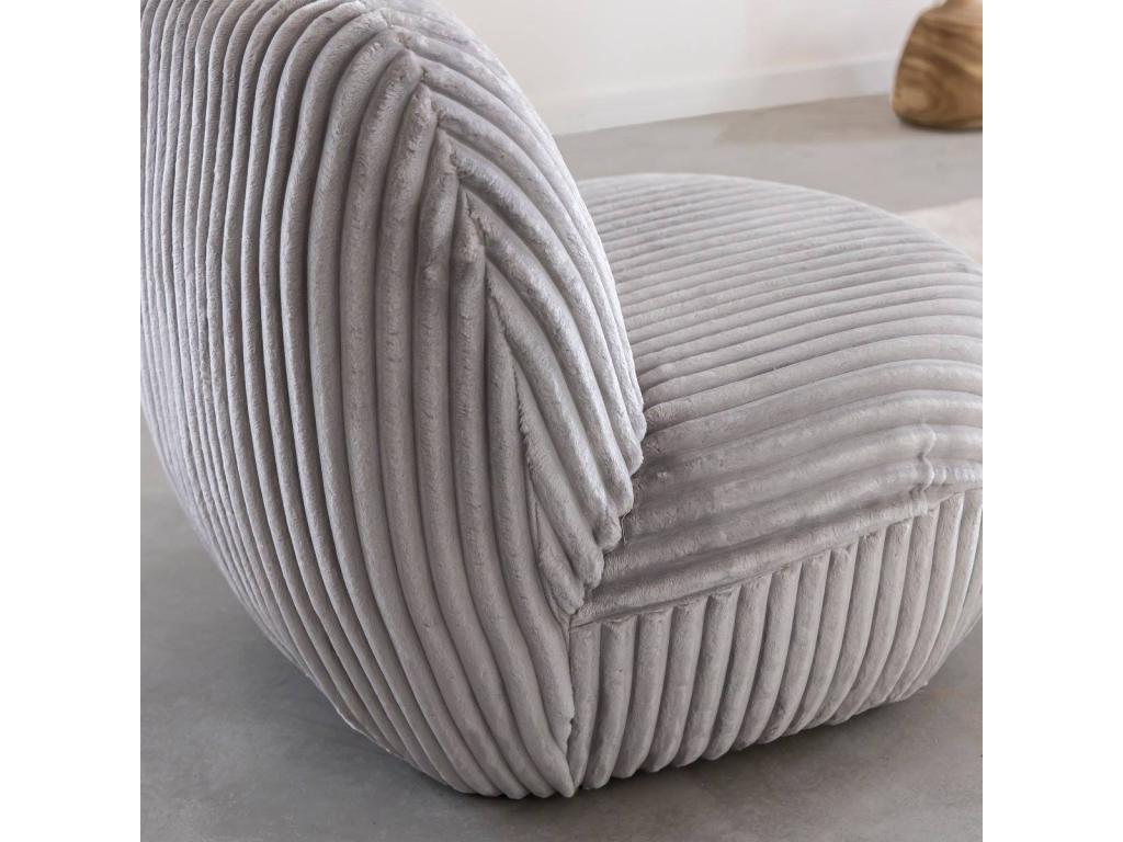 Fauteuil confort en velours tricoté gris Soléa