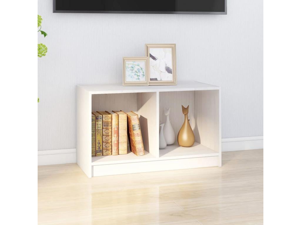 Meuble TV Blanc 70x33x42 cm Bois de pin massif FLTI69673