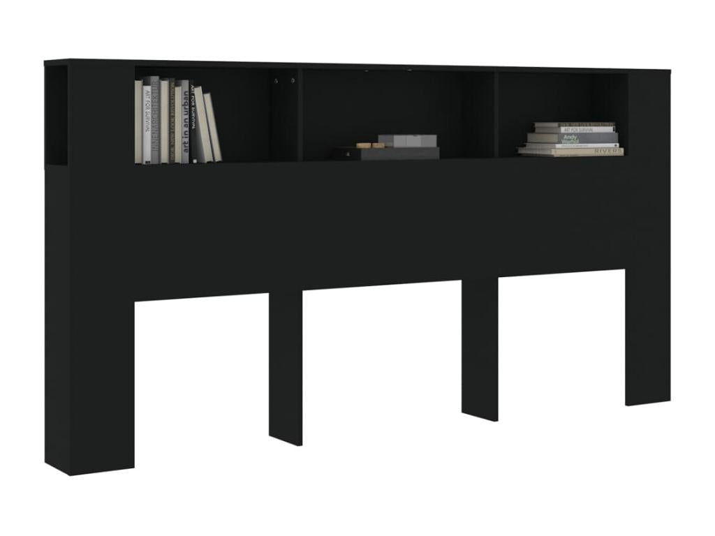 Armoire de tête de lit Noir 200x18.5x104.5 cm