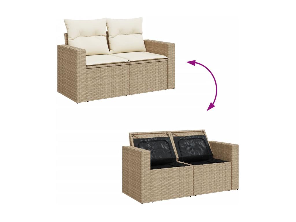 Salon de jardin avec coussins 7 pcs beige résine tressée PBRE76435