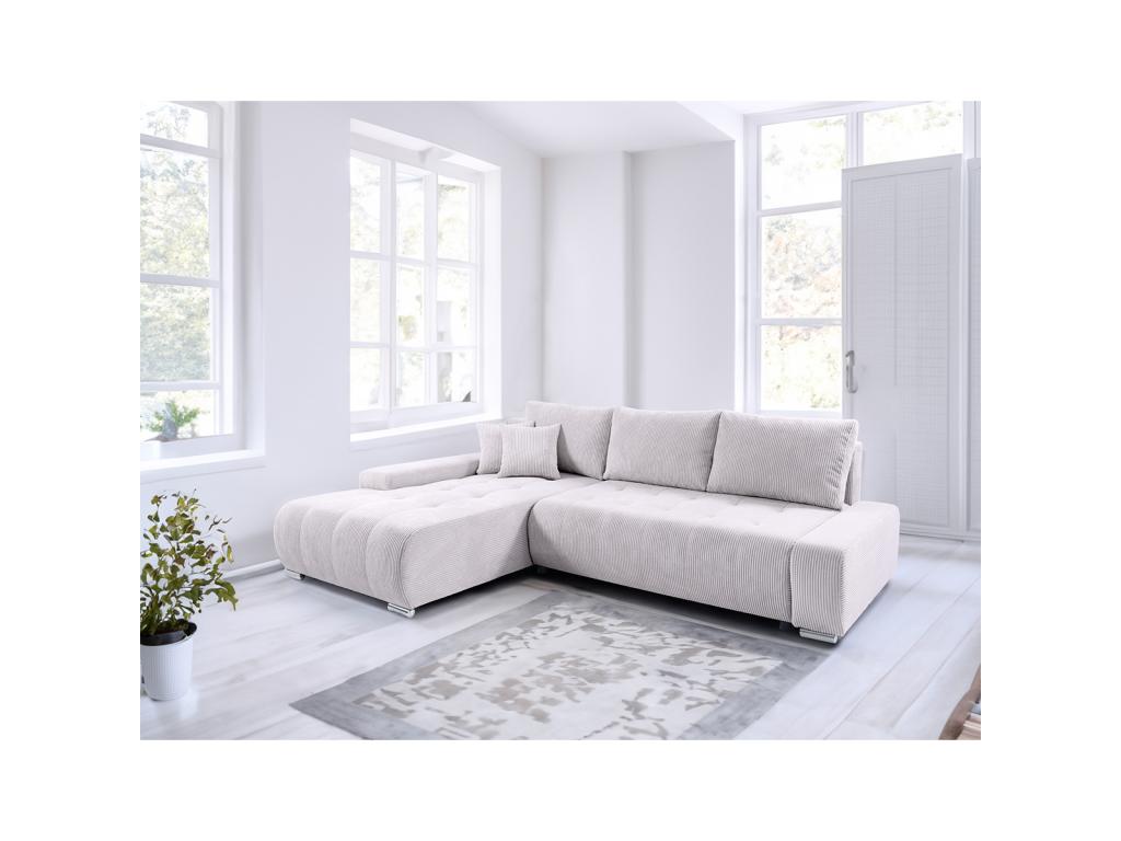 Canapé d'angle convertible gauche 4 places coffre Laviecasa velours tricoté Blanc Cassé PIVL93330