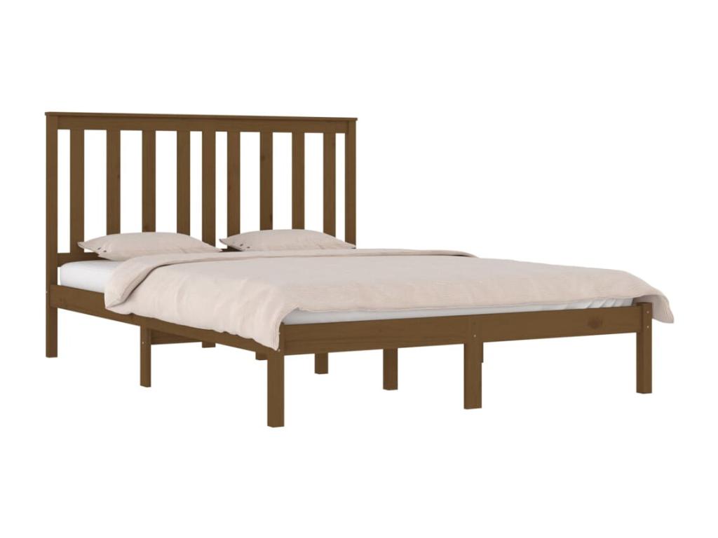 Cadre de lit Marron miel Bois de pin massif 200x200 cm LGAL91775