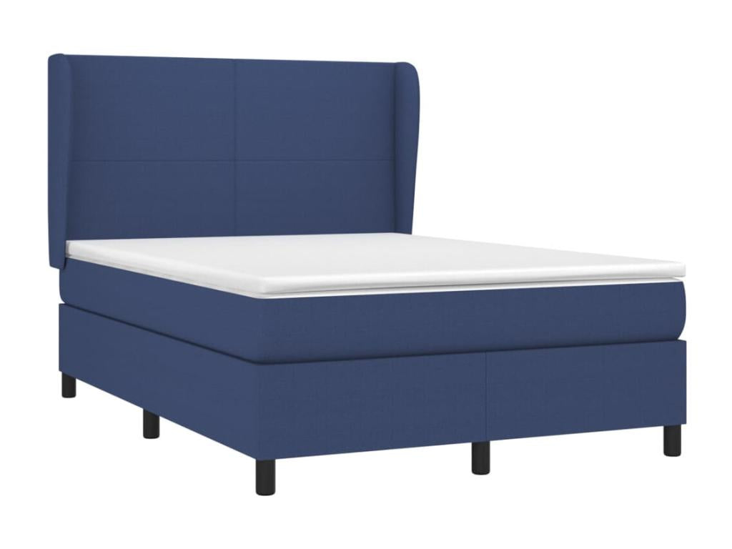 Lit à sommier tapissier avec matelas Bleu 140x190 cm Tissu KCPR28323