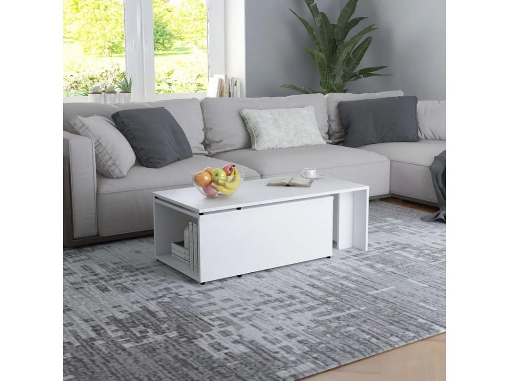 Table basse modulable bois blanc Meubiana